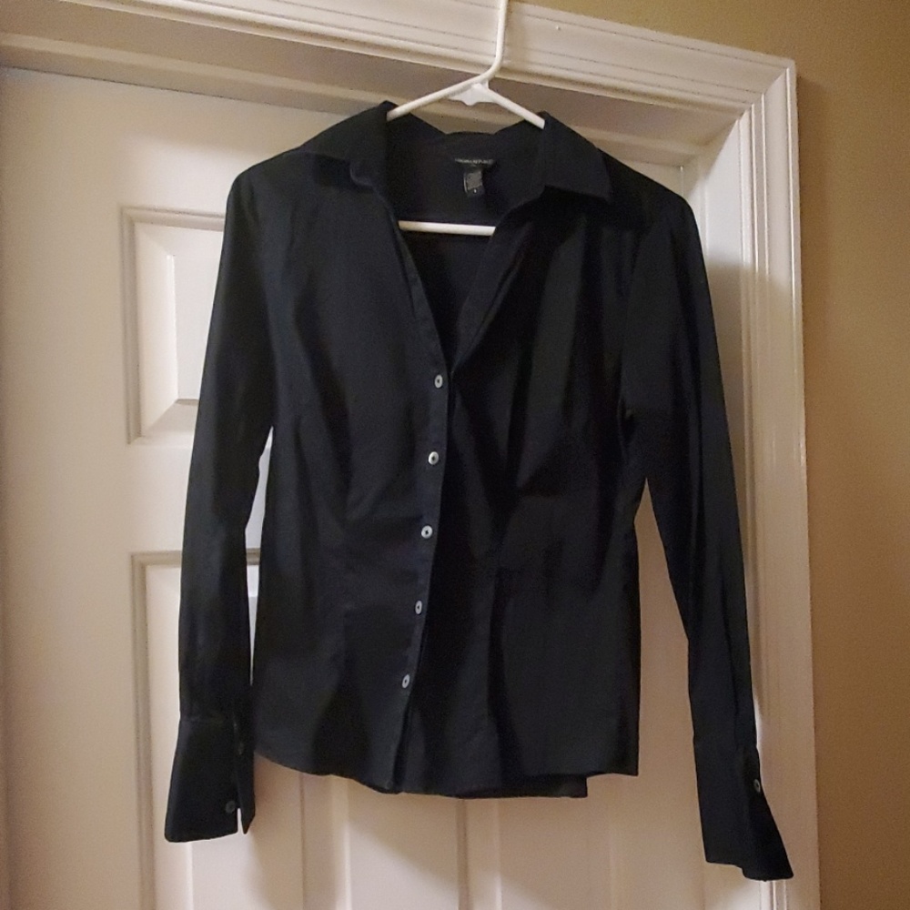 Banana Republic Womens S Black Button Down